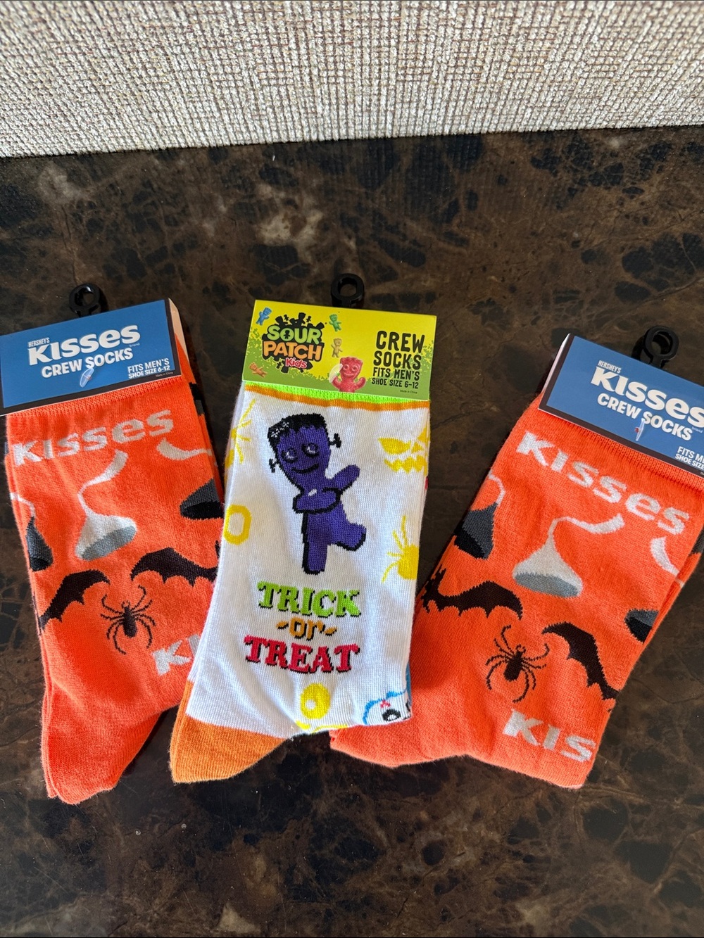 New! Three Pairs of Men's Hersheys/Sour Patch Halloween Socks - Shoe Size 6-12